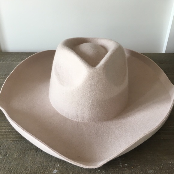 Universal Thread Accessories - Blush wool felt wide upturned brim rancher/fedora hat